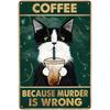 Retro Metall Blechschild Mehr Espresso Weniger Depresso Poster Trinkposter Kaffee Liebhaber Geschenk Lustige Schwarze Katze Wandkunst