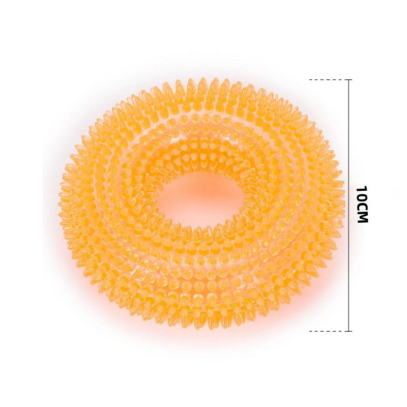 Interactive Squeaky Dog Chew Toy for Puppies - Bite Resistant TPR Tooth Cleaning Thorn Barbed Molar Chew Toy for Dogs