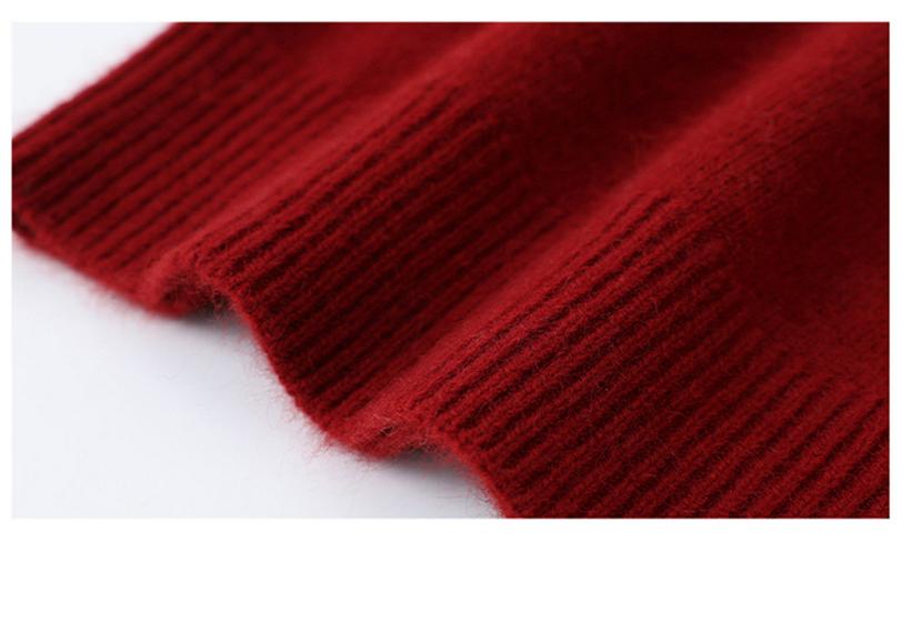 Women's Color Block Plush Wool Sweater with Half-High Collar - Loose, Slimming, Thick Knit Top for Middle-Aged and Elderly Mothers