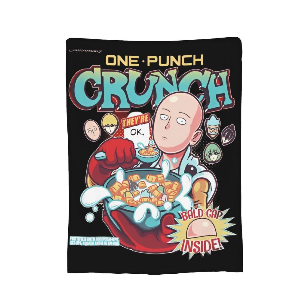 Anime One Punch Man Fleece Throw Blanket Saitama Cartoon Blankets for Home Office Lightweight Bedding Throws,