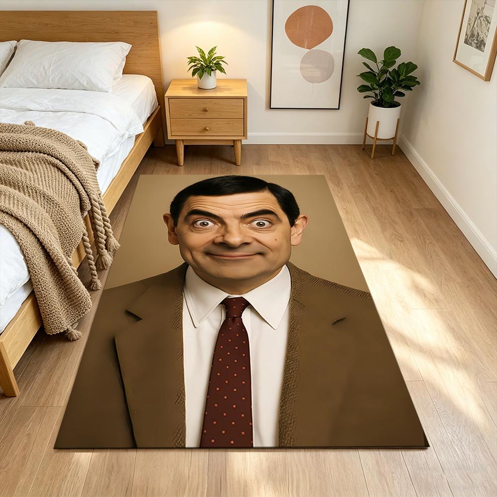 Mr.Bean Expressive Facial Features Cleanable Rug Soft Plush Water-resistant & Washable Corridor & Entryway Bohemian Boho Style Housewarming Gift Idea