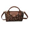 Trendy Plush Leopard Print Handbag For Women Stylish Mini Square Bag With Cozy Design