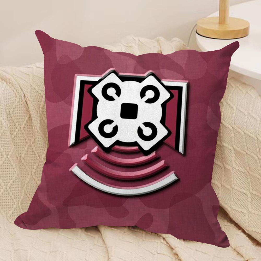 RRainbow Six SSiege Cushion Cover Silky Short Plush DoubleSided Printed Pillow Case for Sofa All Seasons Home Decor Gift