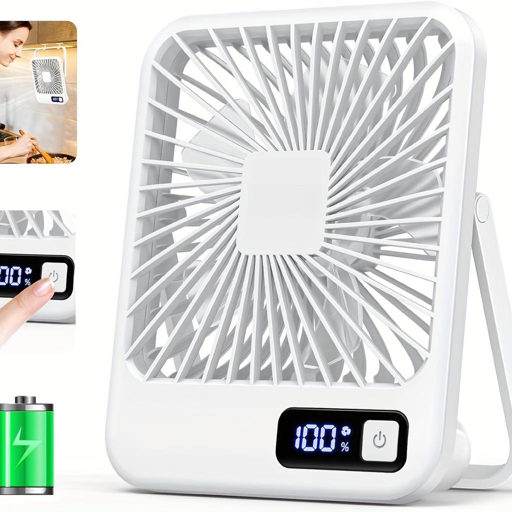 Portable Desk Fan Rechargeable 1200mAh Battery Operated Standing Fan with Digital Display Ultra-Quiet Foldable Desktop Fan
