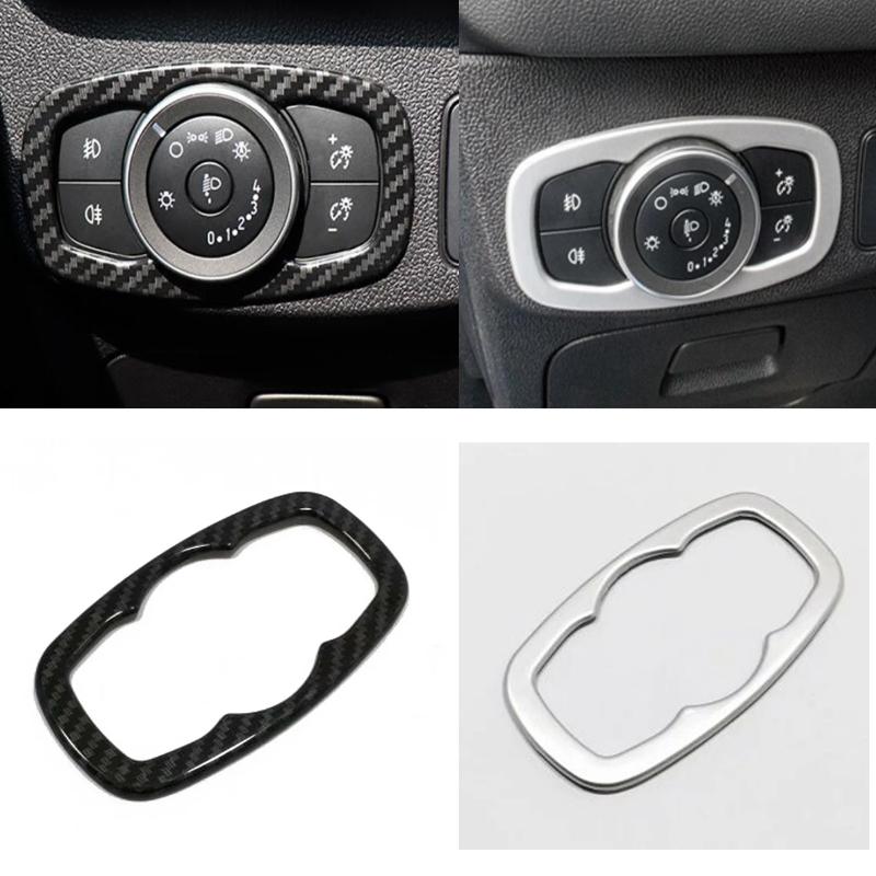 For Ford Focus For Ford Fiesta MK8 2017 2018 Carbon Fiber Car Headlight Head Lamp Switch Cover Trim Inner Accessories