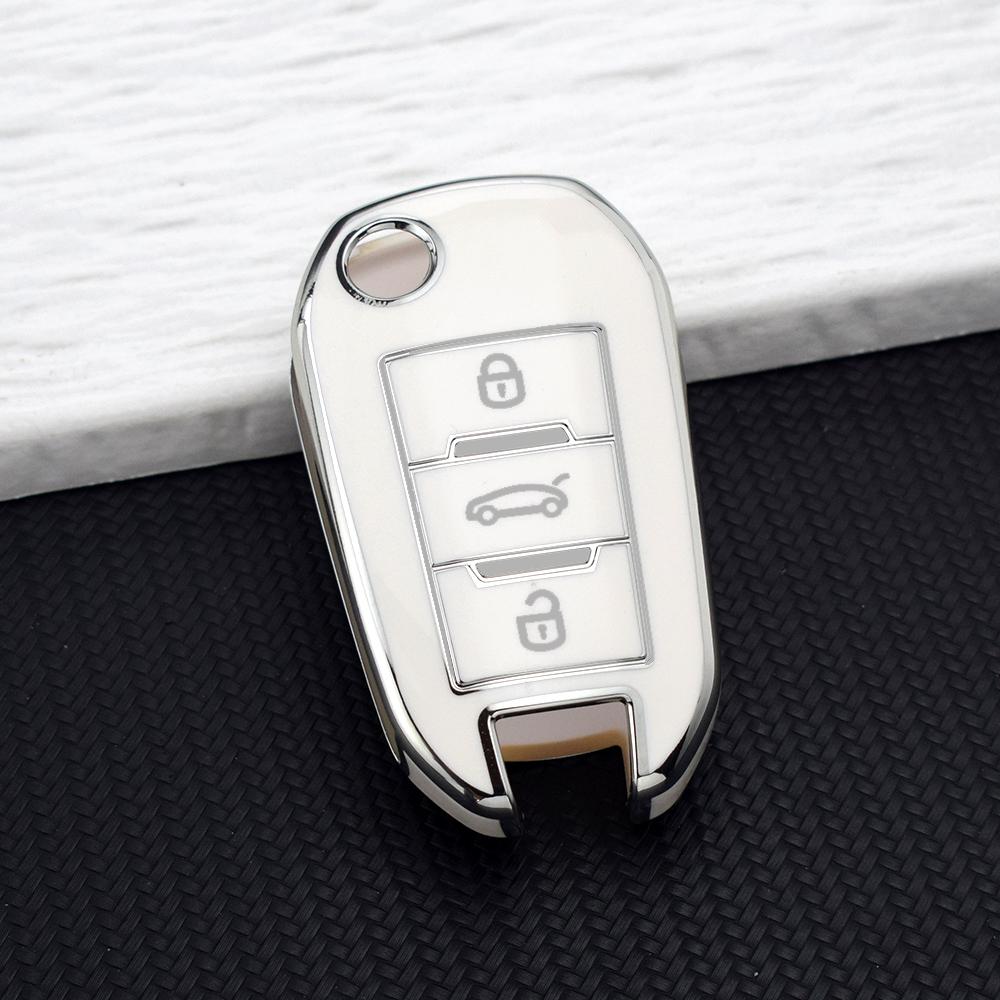Tpu Car Key Case Cover For Peugeot 308 408 508 2008 3008 4008 5008 Key Shell Protector For Citroen C4 C3 C6 Cactus C8 Keychain