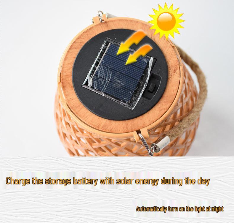 Waterproof Solar USB-Charging Red Bamboo Lantern for Outdoor Wedding Décor