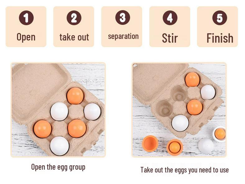 Wooden Kitchen Play Eggs - Preschool Educational & Skill-Building Toy