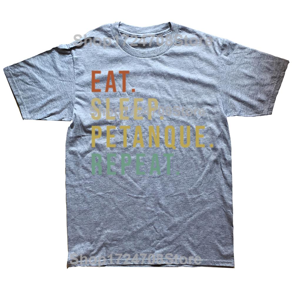 Lustige Eat Sleep Petanque Repeat Grafik T-Shirts Herren Damenmode Lässiges T-Shirt 100% Baumwolle Lockeres Übergroßes T-Shirt