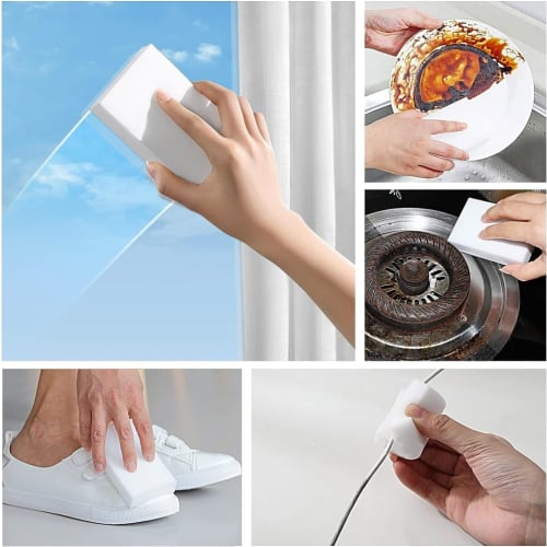 Doraku Design Melamine Sponges, 20 Sheets, Double-Compressed, Durable Bath Shine Cube Sponges for Bath Cleaning, Removes Dirt with Just Water