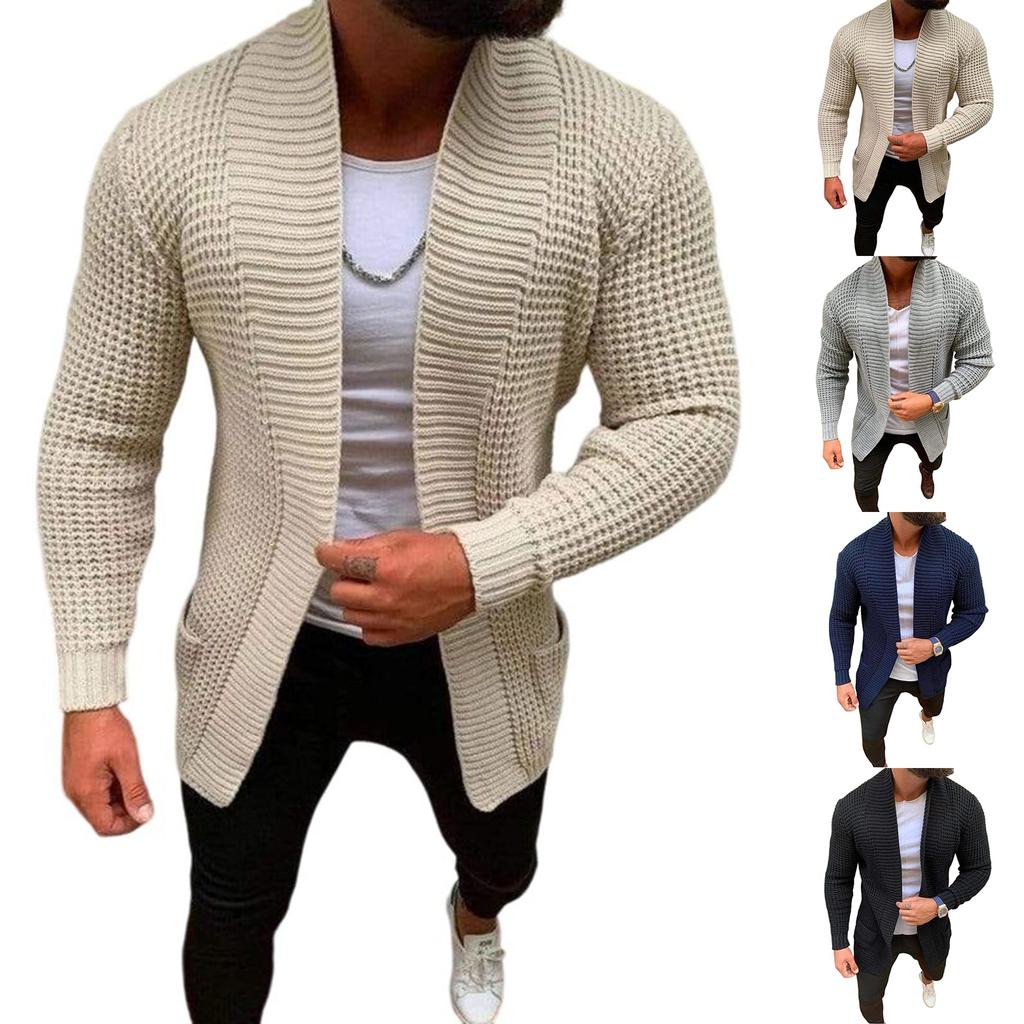Men's Cardigan Knitting Fashion Solid Color Sweater Coat
