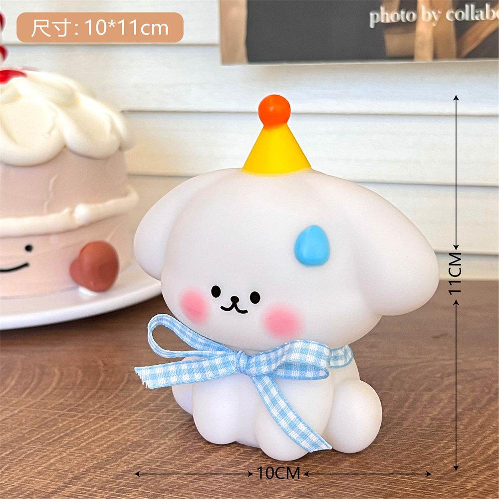 

Night Button Lamp Cell Powered Cartoon Cute Dog Shaped Atmosphere Lights Ribbon Pink
