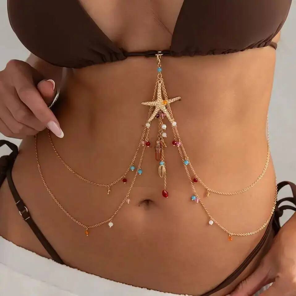 Salircon New Sexy Trendy Tassel Rhinestone Belly Chains Women Exquisite Imitation Pearl Vacation Link Chain Waist Body Jewelry