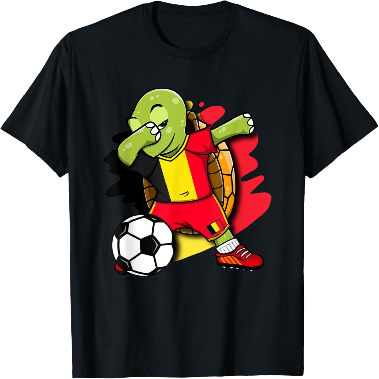 Dabbing Turtle - Belgium Soccer Fans Jersey Belgian Football T-Shirt S