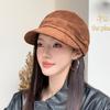 Minimalist cold wind cap women's retro suede short-brimmed hat autumn and winter versatile face small equestrian hat