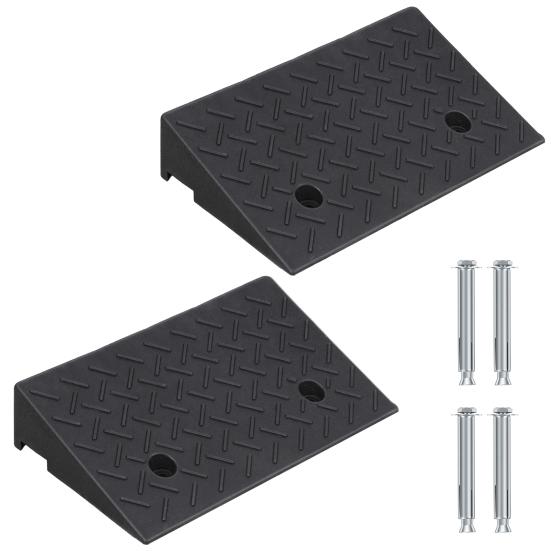 1 Pair 4" Rise Driveway Ramps, Non Slip Curbside Ramps Support 7000lbs, 19.7" L X 12" W, Threshold Ramps for Cars Wheelchairs Scooters Lawn Mowers