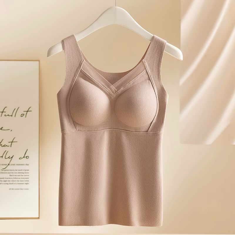 

Женский осенне-зимний терможилет, бесшовный топ-бралетт с фиксированной чашкой 2XL дубильная кора