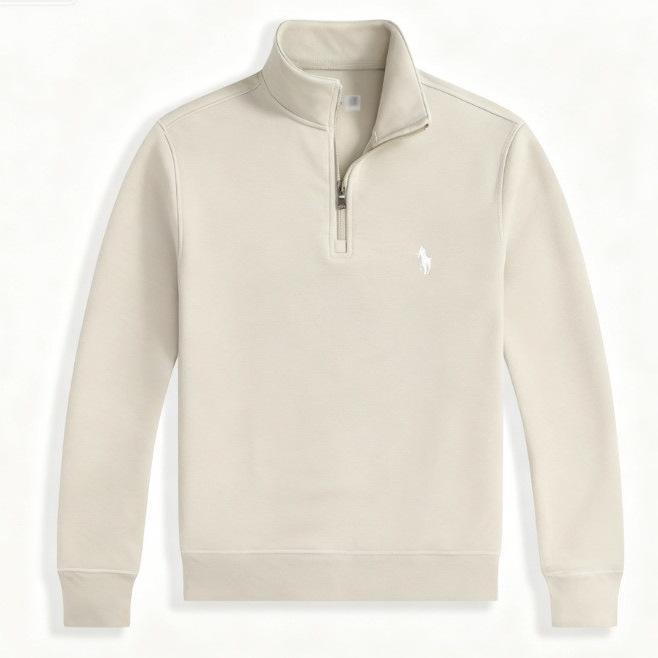 

Чоловіча худі-поло з вишивкою коня, зі стійкою та напівблискавкою S абрикосовий