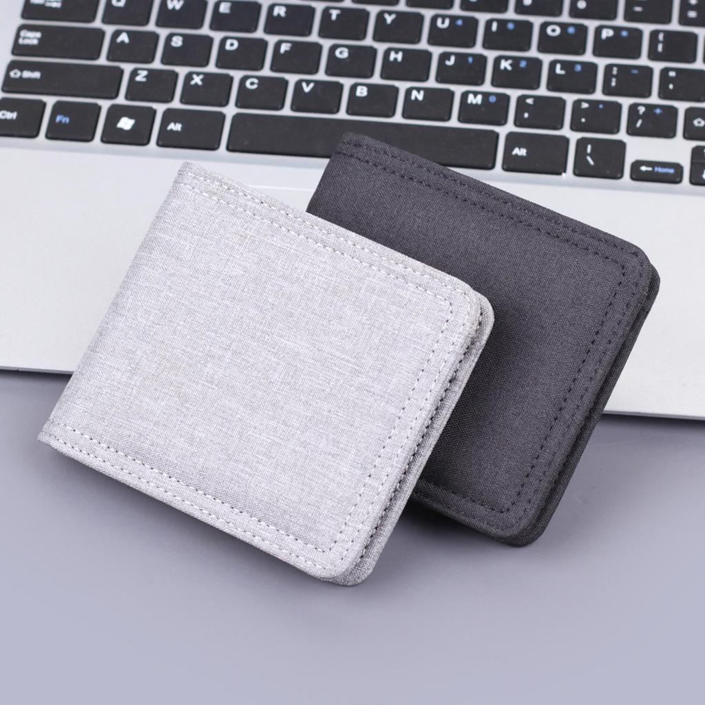 Men's Leather Canvas Zipper Wallet & Card Holder