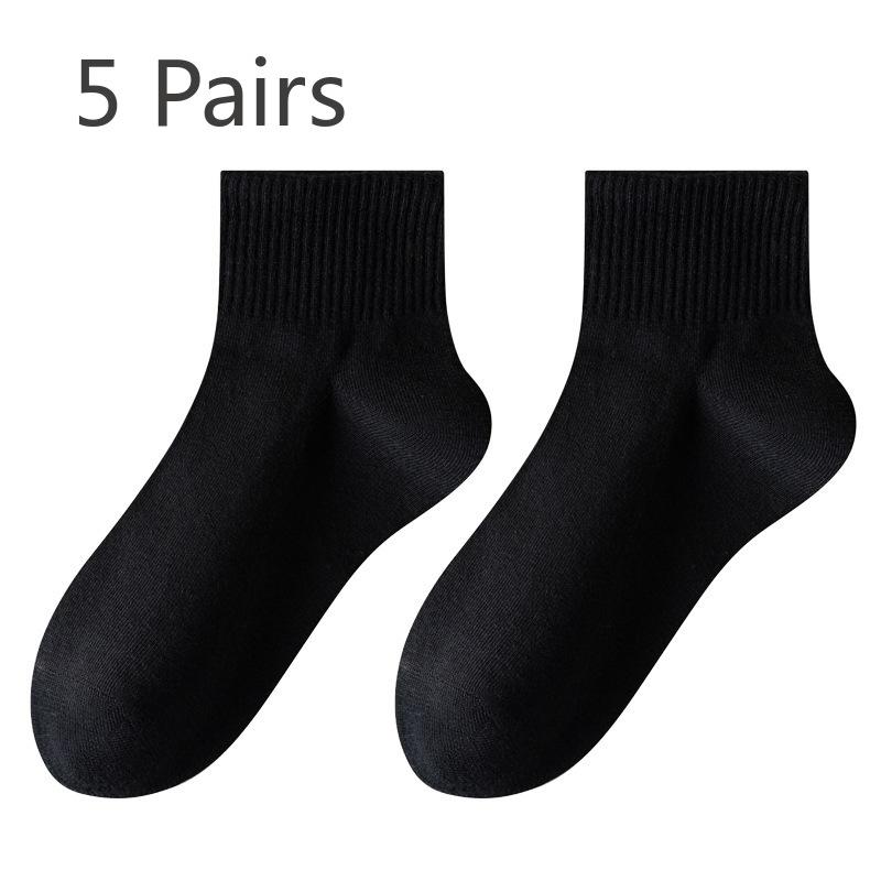 5 пар женских весенне-летних тонких впитывающих пот дышащих хлопковых носков для отдыха 5 Pairs чёрный