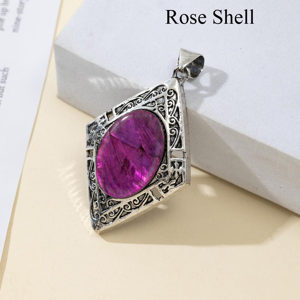 1Pc, Reiki Healing Crystal Pendants Charms, Elegant Rhombus Natural Gemstone Pendant Necklace - Unique Handmade Jewellery, DIY Gifts for Women Men