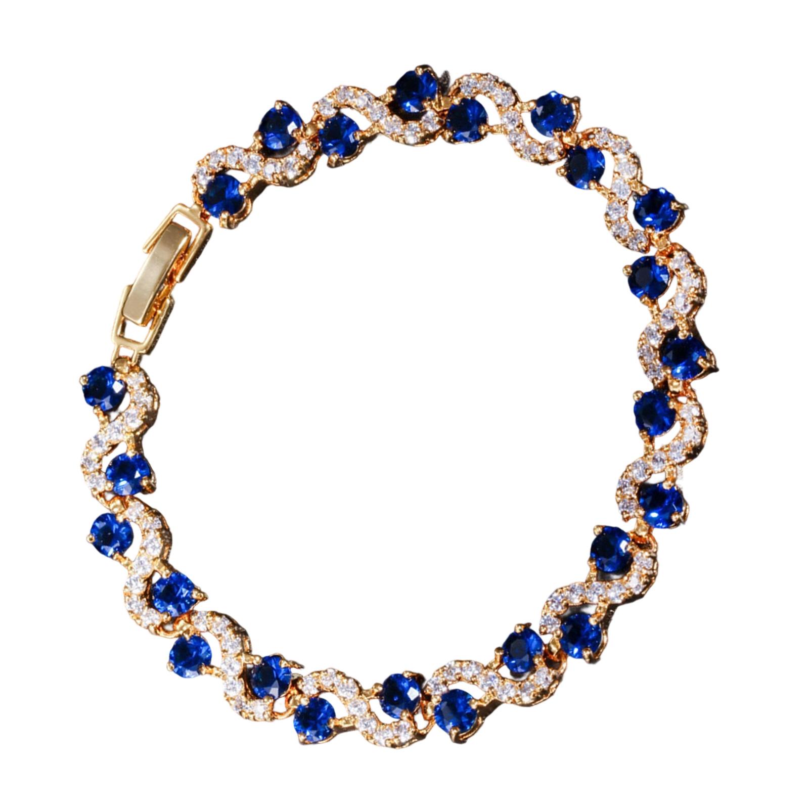 

Элегантный теннисный браслет с круглыми камнями из кубического циркония для женщин, браслет из имитированных бриллиантов, аксессуары для вечеринок синий