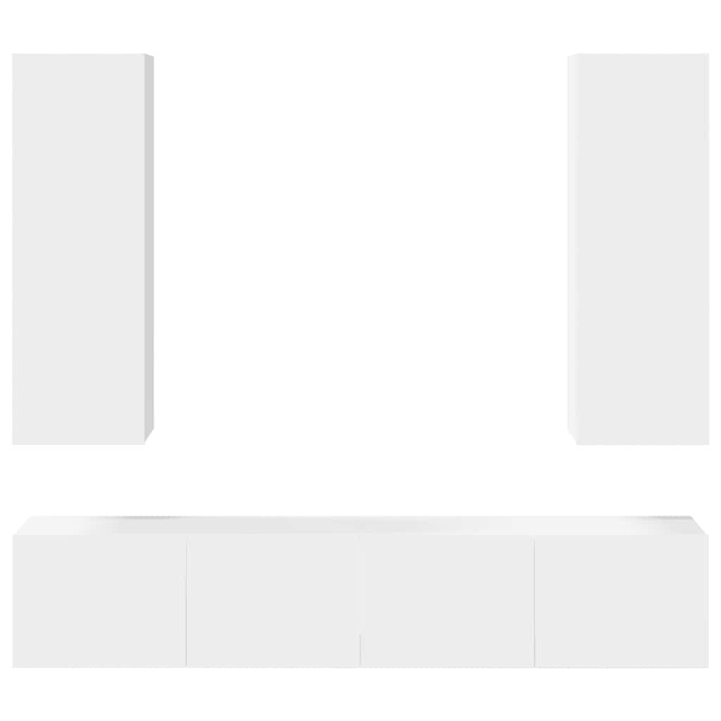 4 Piece TV Cabinet Set White Particleboard