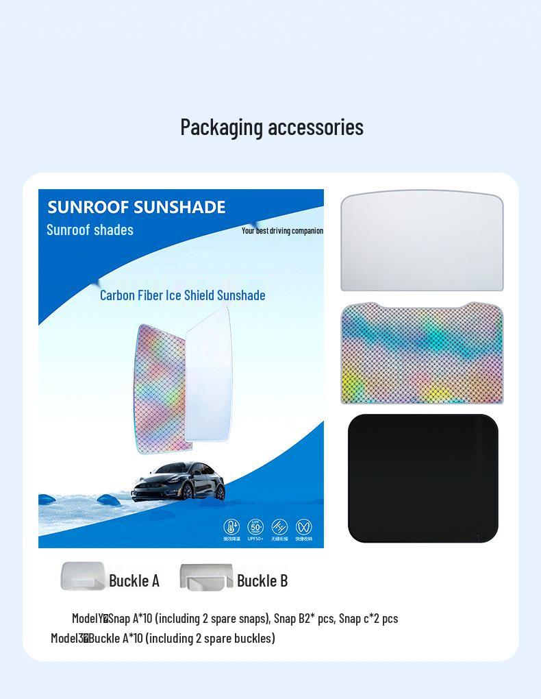 Tesla Model Y/3 Sunroof Sunshade: Upgraded Graphene Skylight for Sun Protection and Heat Insulation