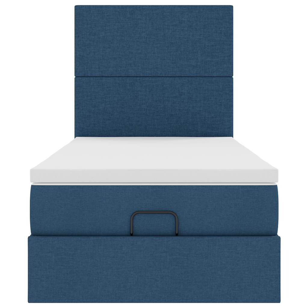 Ottoman Bed with Mattress Blue 80x200 Cm Fabric