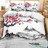 Set da letto paesaggistico in stile cinese Set copripiumino con fiori di prugno con federa Biancheria da letto Singolo Matrimoniale King Size Set piumone