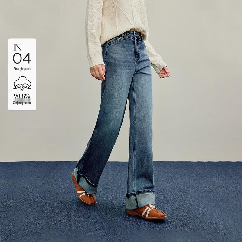 

INMAN Женские ретро джинсы с высокой талией, прямые, с подвернутыми манжетами 27