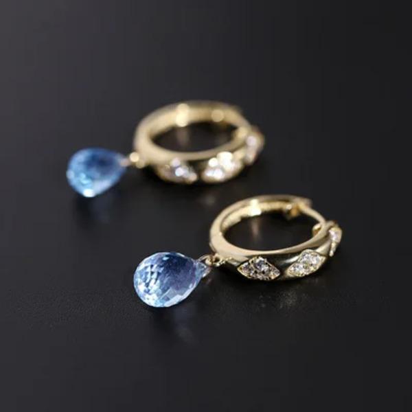 Designer Original S eingelegt oval blauer Kristall Anhänger Ohrringe für Damen exquisite Luxus eleganter Charme Schmuck black