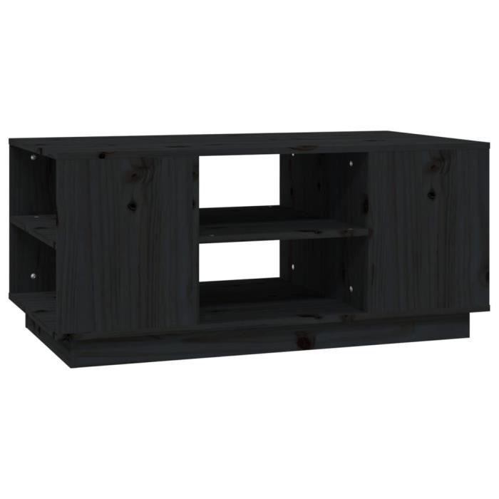 814403 vidaXL Table basse Noir 90x49x40,5 cm Bois massif de pin