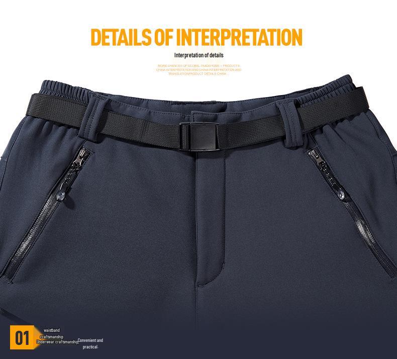 Men's and Women's Winter Fleece-Lined Windproof Pants: Warm, Thickened Softshell for Outdoor Wear, Available In Plus Sizes