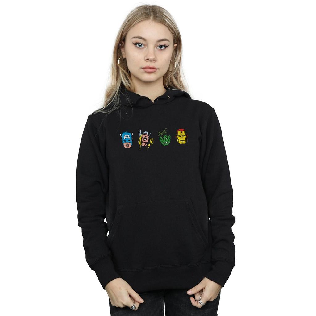 Marvel Womens/Ladies Avengers Comic Heads Hoodie