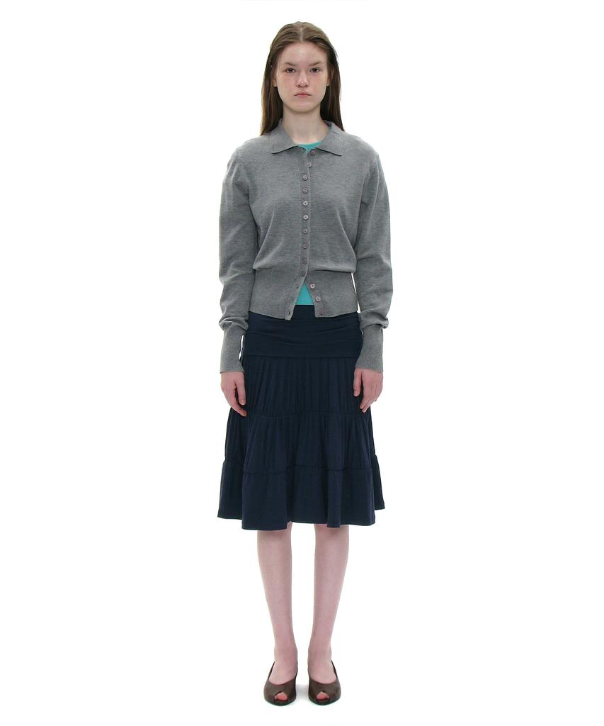 Partimento Woman Pwc Jersey Shirred Tiered Midi Skirt_Navy