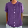 Summer Stand Collar Button Decoration Pure Color Short-sleeved Women's T-shirts
