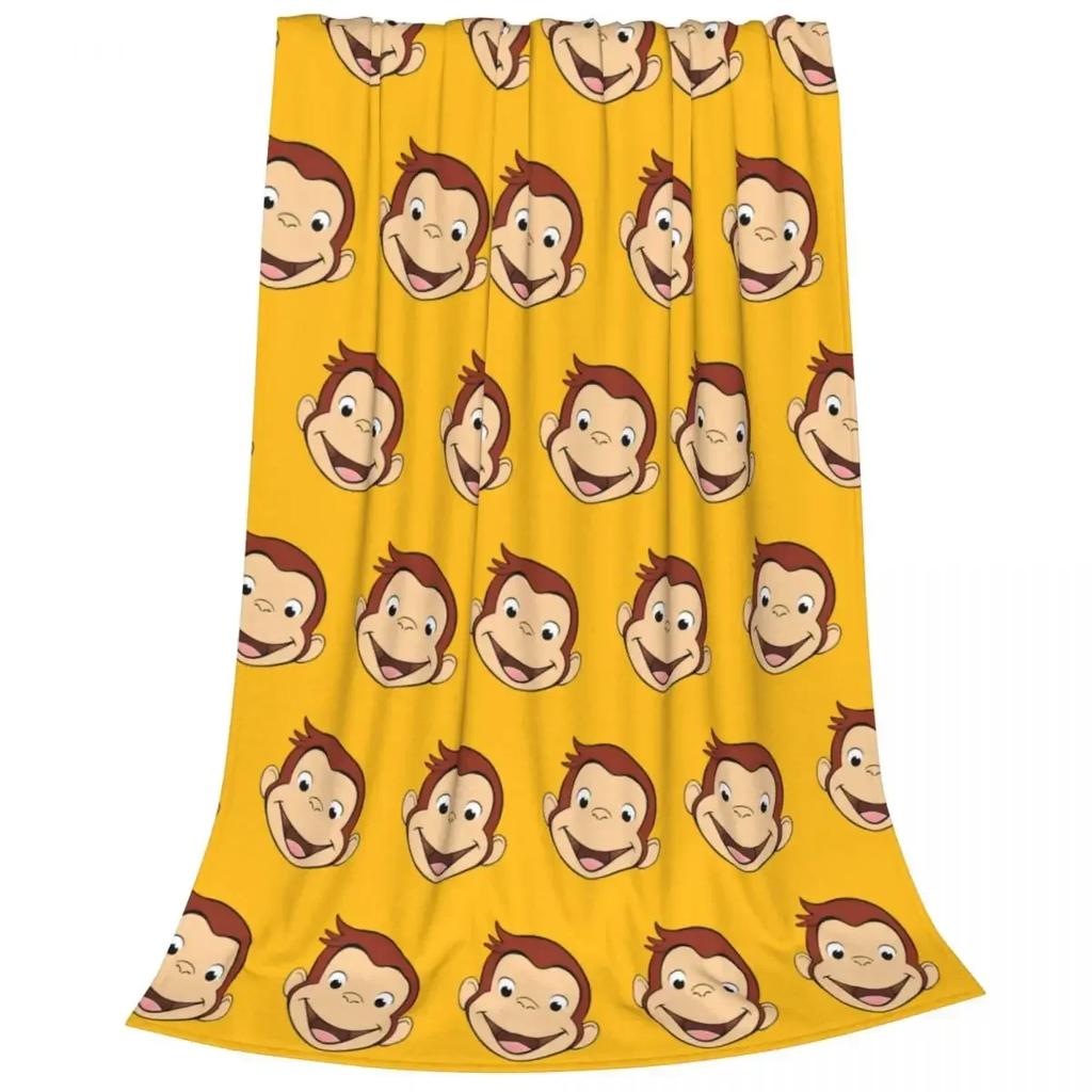 Curious George Cartoon Monkey Coral Fleece Plush Throw Blankets Blanket for Home Bedroom Lightweight Bedding Throws