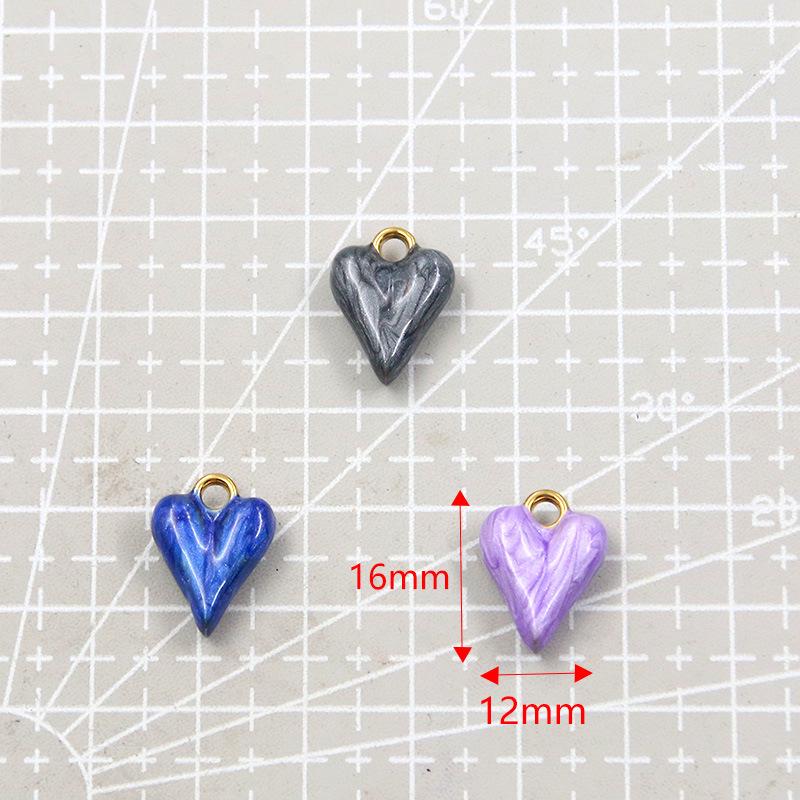 6 Color 12x16mm Stainless Steel Enamel Heart Pendant for DIY Jewelry - Handmade & Colorfast