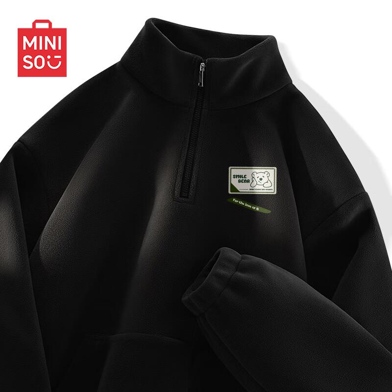 

MINISO Men s Stand Collar Half-Zip Fleece Sweatshirt XL