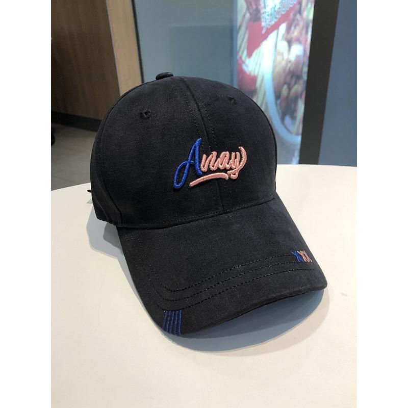 Hat female versatile face small wide brim big head circumference embroidery baseball cap hard top sunshade sun protection cap men