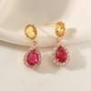 1 Pair Luxurious Colored Cubic Zirconia Drop Shape Dangle Earrings for Women Stud Earring Jewelry Wedding Party Accessories