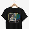 Retro Cat TV Graphic T-Shirt: 80s Pop Art Tee