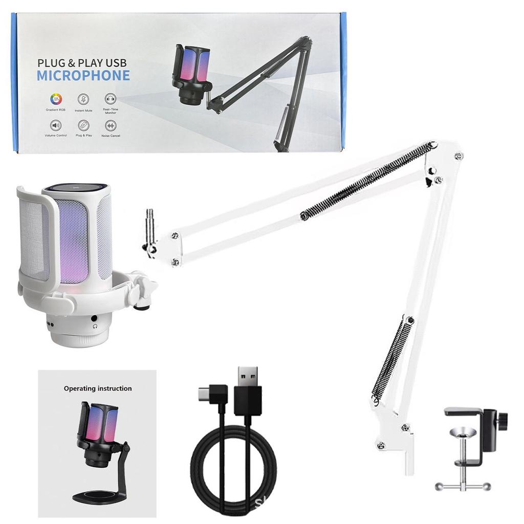 RGB USB Gaming Microphone with Pop Filter for Esports and Live Streaming
