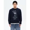 Varsity Graphic Print Knit Pullover Navy