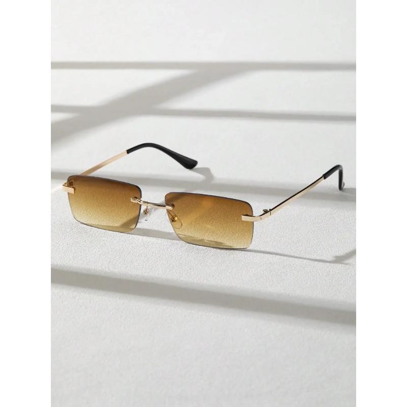 New Retro Men Metal Square Frame Rimless Sunglasses Outdoor Beach Party Sun Glasses Fashion Women's Sunshade Eyewear