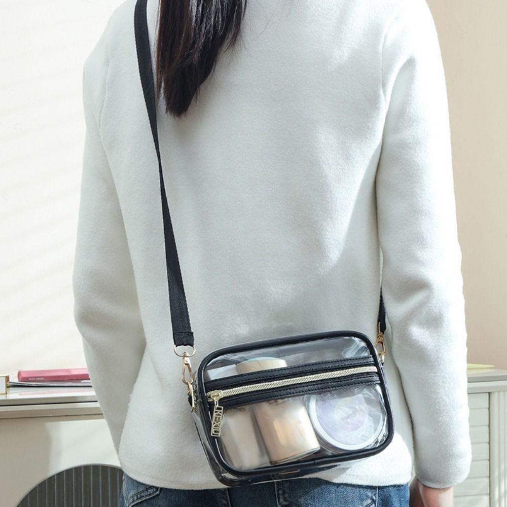 Waterproof PVC Crossbody Bag Adjustable Shoulder Strap Clear Messenger Bag  Women