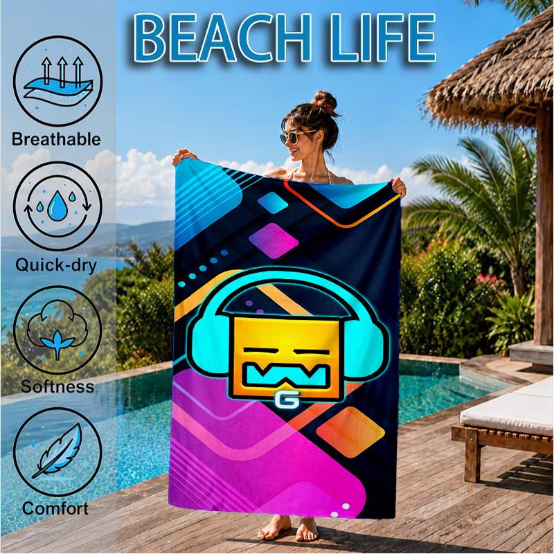 Geometry Dash: Dance To The Beat Beach Towel, Quick-drying, Easy To Care For, Suitable for Both Fitness and Beach Vacations,Sports Essential