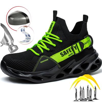 Yeni Erkek Güvenlik Ayakkabıları Çelik Burunlu Spor Ayakkabılar Hafif Kırılmaya Karşı Dayanıklı Delinmeye Karşı Dayanıklı İş Güvenlik Botları Erkek Nefes Alabilir İş Ayakkabıları Moda