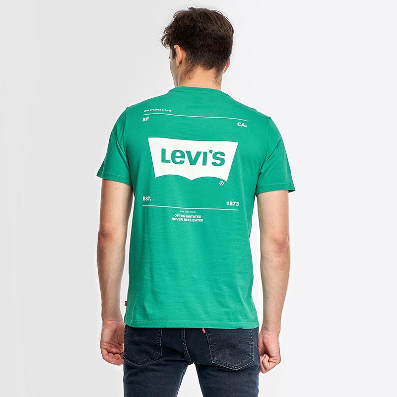 Levis Printed Casual Crew Neck Regular T-Shirt Men Tops Green 22489-0445